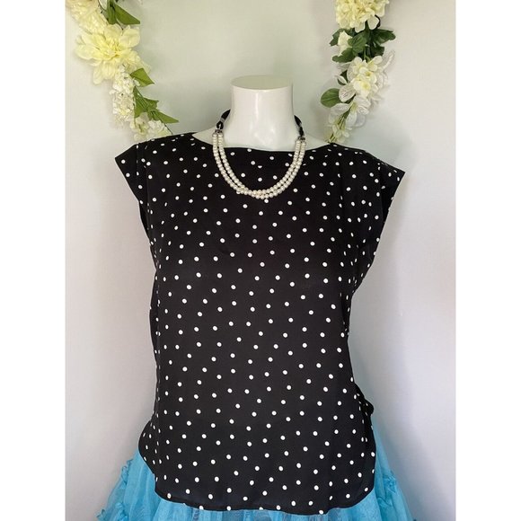 Ann Taylor Blouse Shell Black & White Polka Dot Size XXS Petite Career New w Tag - Picture 11 of 16